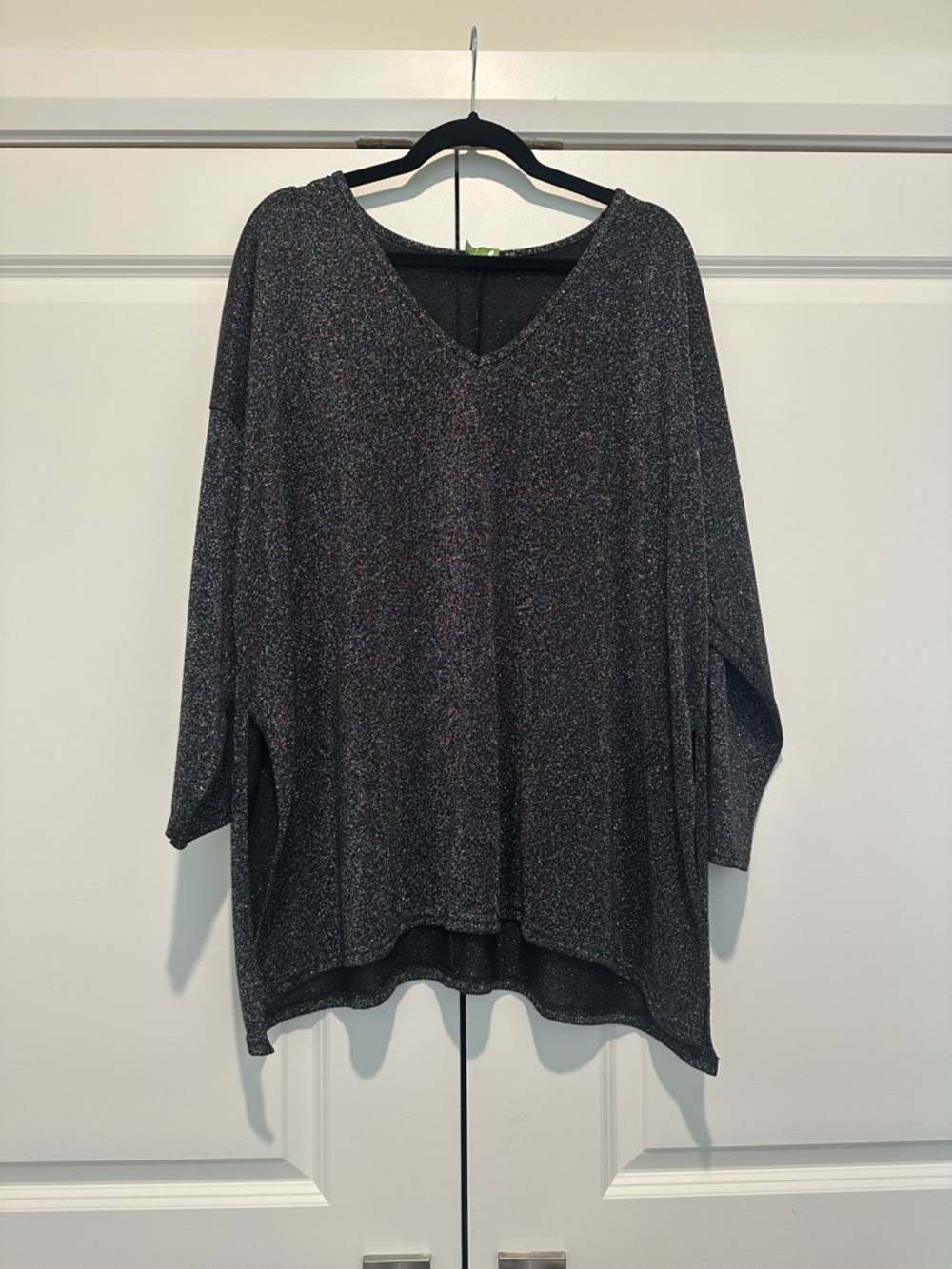 Boohoo Metallic Black Sparkle V-Neck Tunic